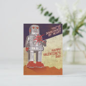 Retro Robot - Sie haben mein Herz heruntergeladen Postkarte (Stehend Vorderseite)