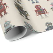 Retro Robot Wrapping Paper Geschenkpapier (Rolleneckpunkt)