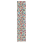 Retro Roboter Blau und Rot Gemustert Kurzer Tischläufer (Vorderseite)