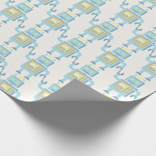 Retro Roboter Geschenkpapier (Ecke)