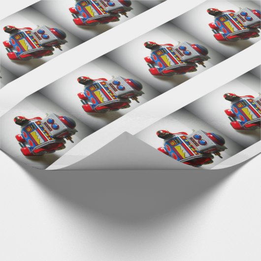 Retro Roboter Geschenkpapier (Ecke)