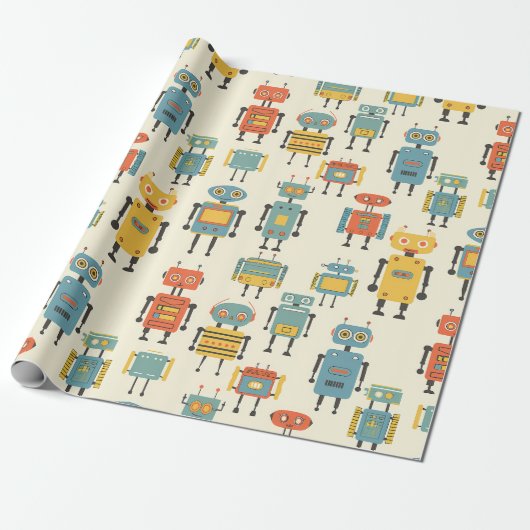 Retro-Roboter-Geschenkpapier Geschenkpapier (Ungerollt)