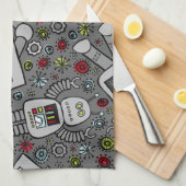 Retro Roboter Geschirrtuch (Viertel Falte)