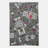 Retro Roboter Geschirrtuch (Vertikal)