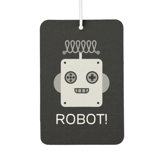 Retro Roboter-Gesichter mit spielerischer Antenne Autolufterfrischer (Vorderseite)