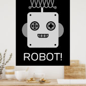 Retro Roboter-Gesichter mit spielerischer Antenne Poster (Küche)