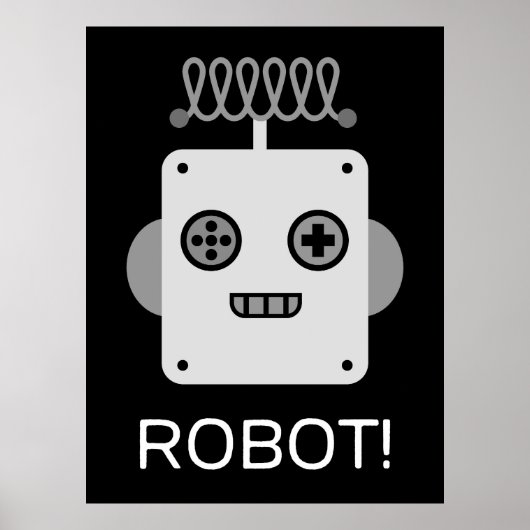 Retro Roboter-Gesichter mit spielerischer Antenne Poster (Vorne)