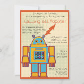 Retro-Roboter-Kindergeburtstag-Einladung -4 Einladung (Vorderseite)