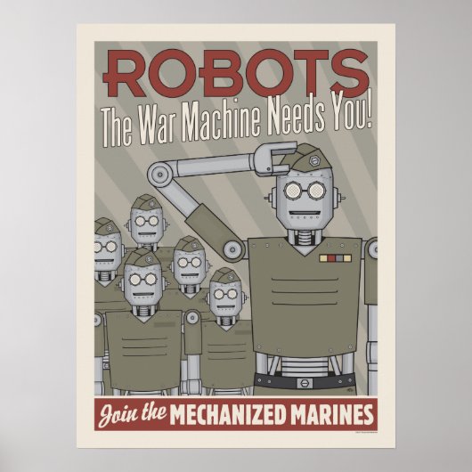 Retro-Roboter-Militärpropaganda Poster (Vorne)