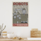 Retro-Roboter-Militärpropaganda Poster (Küche)