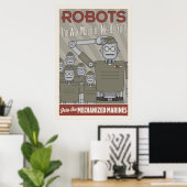 Retro-Roboter-Militärpropaganda Poster (Heimbüro)