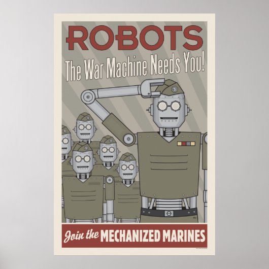 Retro-Roboter-Militärpropaganda Poster (Vorne)