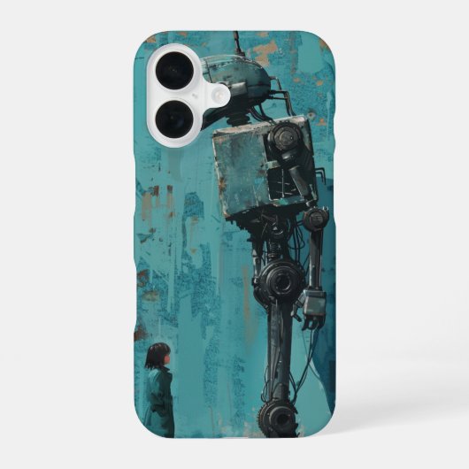 Retro-Roboter mit Mädchen iPhone 16 Hülle (Rückseite)