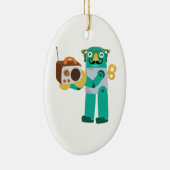 Retro-Roboter mit Radio Keramik Ornament (Rechts)