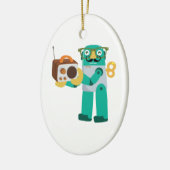 Retro-Roboter mit Radio Keramik Ornament (Links)