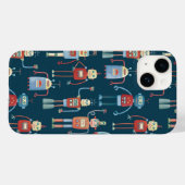 Retro-Roboter-Muster dunkel Case-Mate iPhone Hülle (Rückseite (Horizontal))