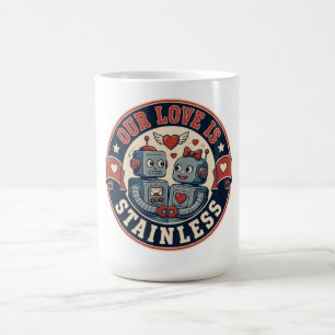 Retro-Roboter-Paar-Abzeichen Kaffeetasse