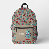Retro Roboter Personalisiert Bedruckter Rucksack (Vorderseite)