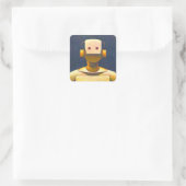 Retro-Roboter Quadratischer Aufkleber (Tasche)