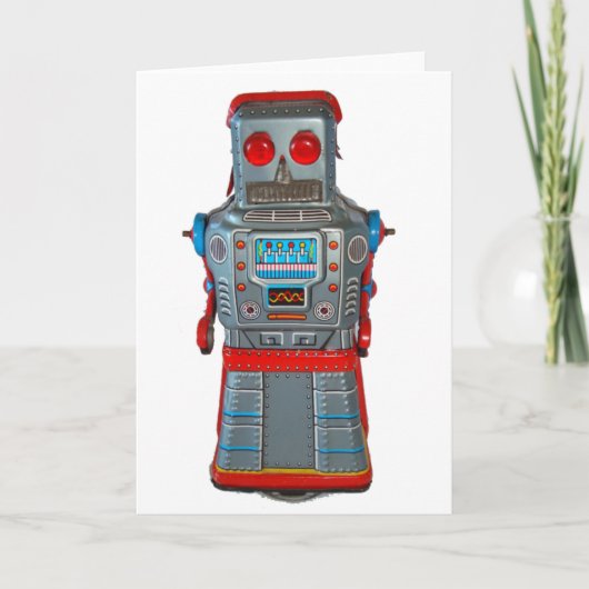 Retro Roboter-Raum-Gruß-Karte Karte (Vorderseite)