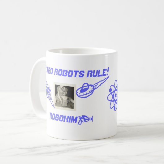 Retro Roboter-Regel-Tasse Kaffeetasse (Vorderseite Links)
