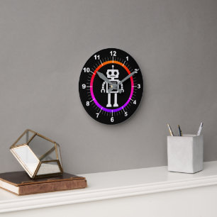 Retro Roboter Runde Wanduhr
