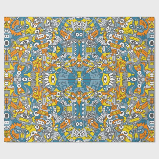 Retro-Roboter sind zurück und gewollt, um lustige Geschenkpapier (Flach)