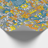 Retro-Roboter sind zurück und gewollt, um lustige Geschenkpapier (Ecke)