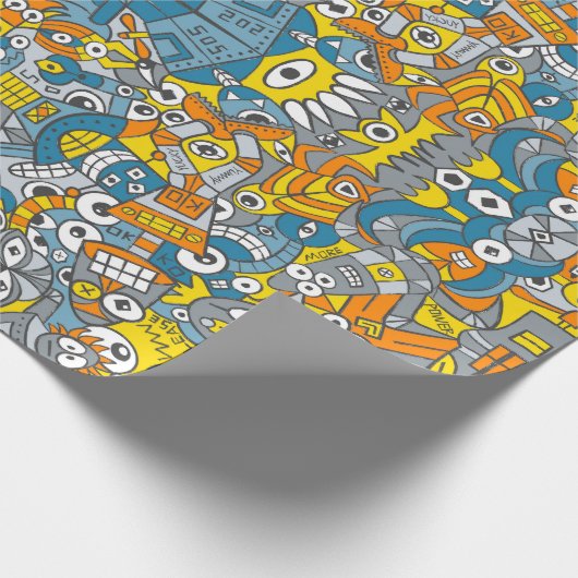 Retro-Roboter sind zurück und gewollt, um lustige Geschenkpapier (Ecke)