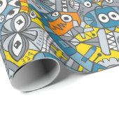 Retro-Roboter sind zurück und gewollt, um lustige Geschenkpapier (Rolleneckpunkt)