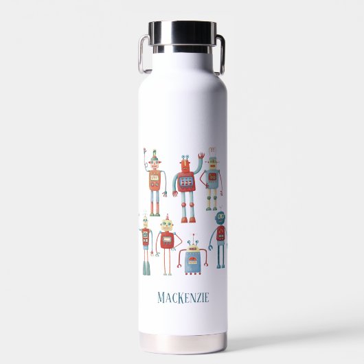 Retro-Roboter Spaß Personalized Trinkflasche (Vorne)