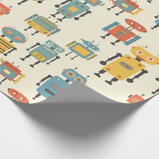 Retro Roboter Umschlagpapier Geschenkpapier (Ecke)