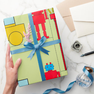 Retro-Roboter und -Autos Geschenkpapier