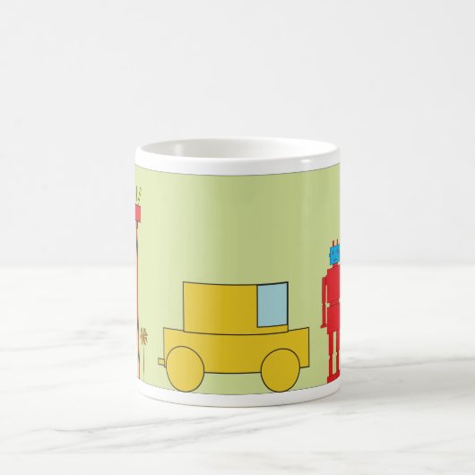 Retro-Roboter und -Autos Kaffeetasse (Mittel)