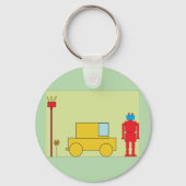 Retro-Roboter und -Autos Schlüsselanhänger (Vorderseite)