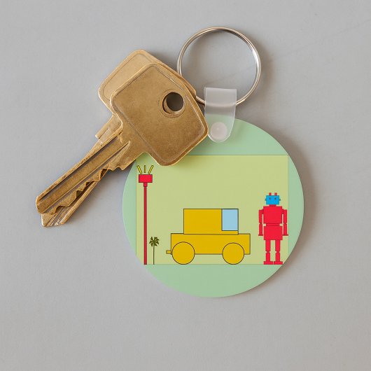 Retro-Roboter und -Autos Schlüsselanhänger