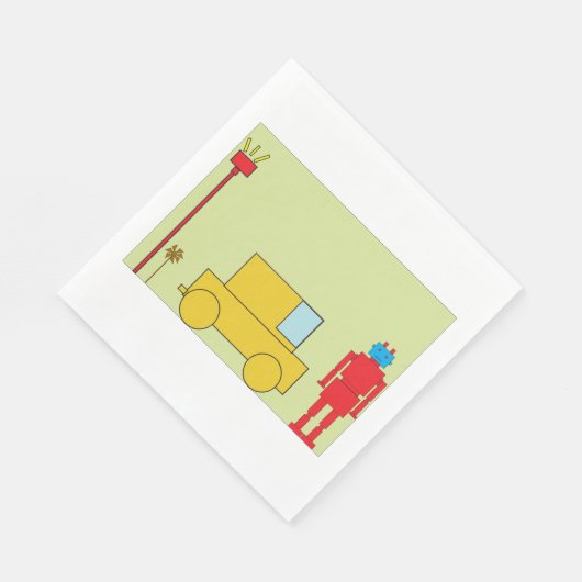 Retro-Roboter und -Autos Serviette (Ecke)