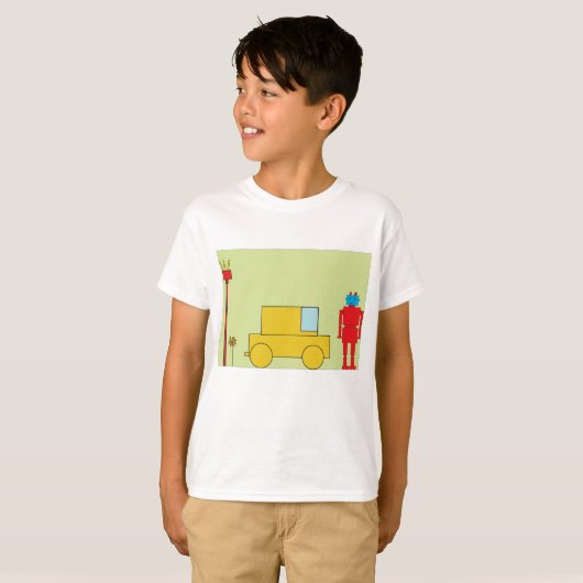 Retro-Roboter und -Autos T-Shirt (Vorne ganz)