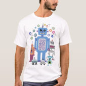 Retro Roboter und Getriebe T-Shirt (Vorderseite)