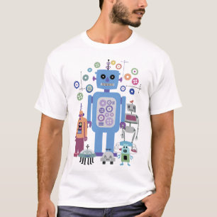 Retro Roboter und Getriebe T-Shirt
