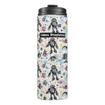 Retro Roboter und Regenbogen Wasserfarbe