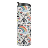 Retro Roboter und Regenbogen Wasserfarbe Thermosbecher (Nach rechts gedreht)