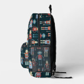 Retro-Robotermuster Bedruckter Rucksack (Rechts)