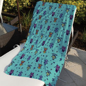 Retro Robotic Roboter farbiges blaues Muster Strandtuch