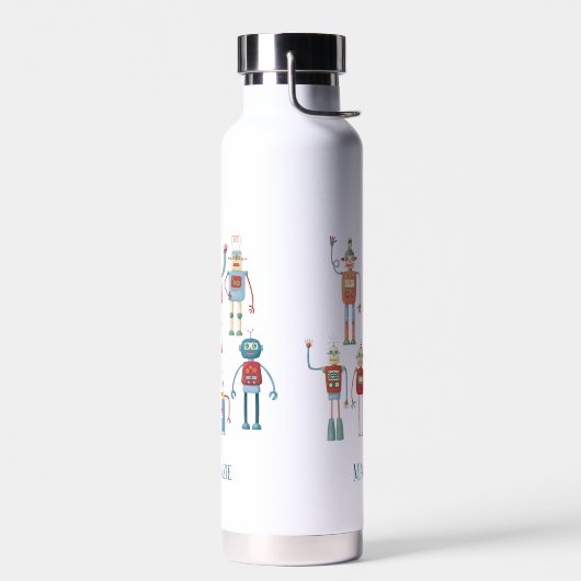 Retro Robots Fun Personalisiert Trinkflasche (Links)