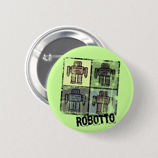 retro robotto Abzeichen Button (Vorne & Hinten)