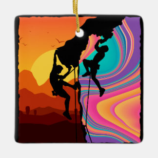 Retro Rock Climbing Bouldering Wall Climber Cerami Keramikornament
