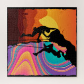 Retro Rock Climbing Bouldering Wall Climber Puzzle (Horizontal)