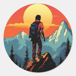 Retro Rock Climbing Vintage Kletterer Geschenk Runder Aufkleber