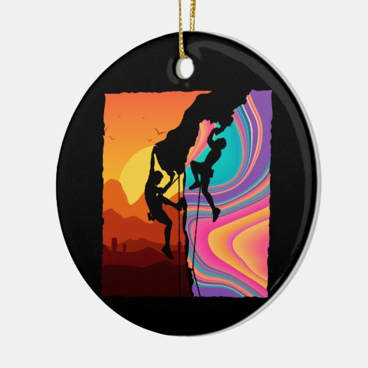 Retro Rock Climbing Wand Klettern Keramik Ornament (Links)